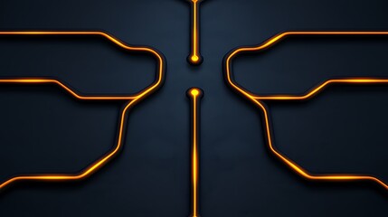 Fototapete - Abstract Representation of a Silicon Chip with Intricate Circuit Patterns and Glowing Lines, Symbolizing Technology and Innovation in Digital Era