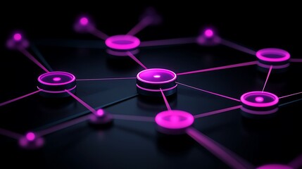 Poster - Abstract Representation of Cybernetic Connections in a Futuristic Digital Network with Neon Elements and Complex Interactions