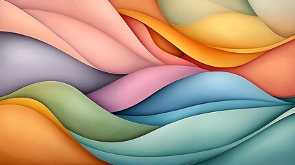 Poster - Stunning iridescent fluid curves in a mesmerizing kaleidoscopic arrangement of chromatic layers with tactile impasto textures