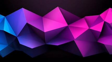 Poster - Abstract Visualization of Neural Networks with Geometric Shapes in Vibrant Blue and Pink Colors against a Dark Background
