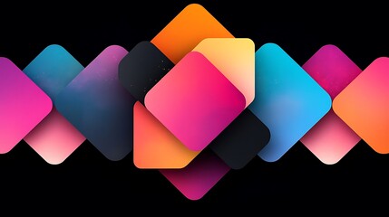 Poster - An Artistic Creation Featuring a Vibrant Blend of Colorful Geometric Shapes in Various Harmonious Arrangements against a Black Background