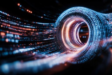 Poster - A cosmic wormhole with a swirling vortex of light and energy, creating the impression of a bridge through space-time