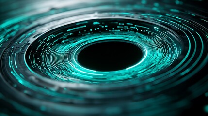 Fototapete - Ethereal Cloud of Holographic Particles in a Circular Motion Creating a Stunning Visual of Light and Movement for Abstract Backgrounds