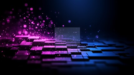 Fototapete - Ethereal Composition of Glowing Neon Rectangles and Abstract Shapes on a Dark Background, Radiating a Mystical and Modern Energy