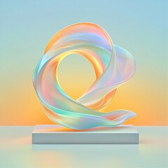 Poster - Iridescent Organic Curves in Muted Tones Minimalist Digital Art Backdrop with Shimmering Luminescent Shapes for Peaceful Meditative Environments  Visual in a Contemporary