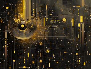Poster - 2d illustration Abstract futuristic electronic circuit technology background