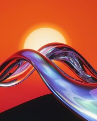 Poster - Captivating Surreal Iridescent Abstract Composition with Fluid Shapes and Vibrant Cyberpunk Inspired Digital Art  Hyper detailed