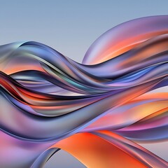 Poster - captivating surreal abstract design featuring an undulating wave of iridescent flowing shapes in a v