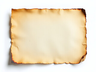 Aufkleber - Aged Paper With Scorched Edges Is Delicately Placed Against A Pure White Backdrop, Creating A Subtle Yet Striking Visual Effect. 00003