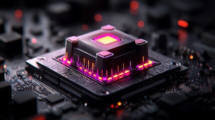 Fototapete - Close-Up of Intricate Digital Circuit Patterns with Vibrant Colors and Unique Designs, Showcasing Modern Technology and Innovation in Electronic Devices