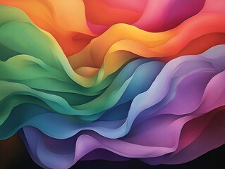 Poster - Captivating abstract featuring a mesmerizing composition of vibrant fluid iridescent shapes in a hypnotizing luminous digital painting with an impressionist style