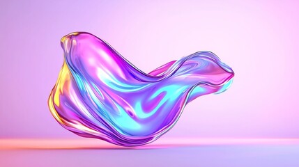Poster - Mesmerizing Fluid Motion of Ethereal Iridescent Waves in Vibrant Neon Tones   Digital Art with a Retro Aesthetic and Futuristic Cityscape Backdrop
