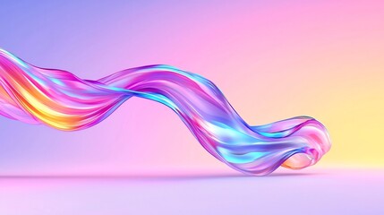 Poster - Sweeping Iridescent Waves in Pastel Gradients   Dreamlike Abstract Digital Painting with Dynamic Composition Vivid Colors and Impressionist Aesthetic