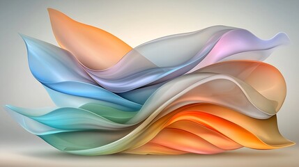Poster - Iridescent Cosmic Waves A Surreal Digital Art Masterpiece Featuring Sweeping Undulating Shapes in a Mesmerizing Jewel Toned Palette  This Highly Detailed Vibrant Composition Evokes a Mystical