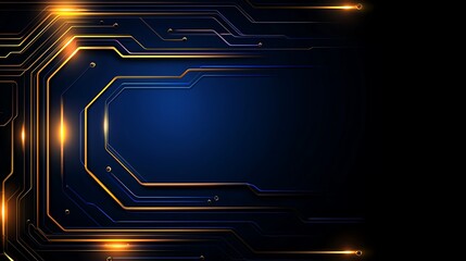 Fototapete - Abstract Digital Circuit Patterns with Flowing Lines and Glowing Lights on a Dark Background for Technology and Innovation Themes