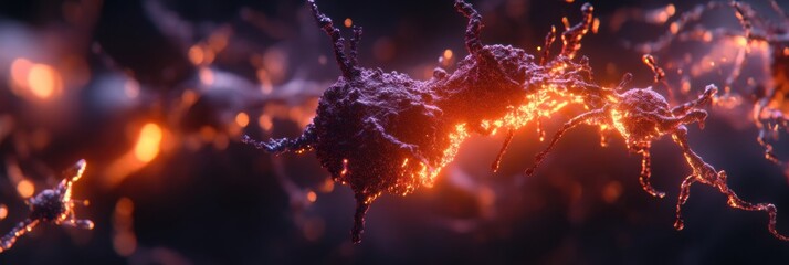 Leinwandbilder - Detailed 3D visualization showcases intricate virus structure with glowing highlights and complex RNA strands. Generative AI