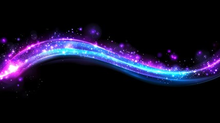 Fototapete - A Dynamic Representation of Digital Waves and Particles Flowing Seamlessly Through a Vibrant Spectrum of Colors Against a Dark Background