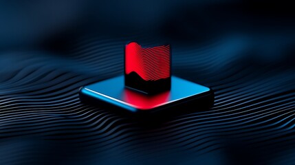 Fototapete - Abstract Representation of Digital Waves and Particles Flowing Seamlessly in a Modern and Futuristic Design with Striking Red and Black Colors