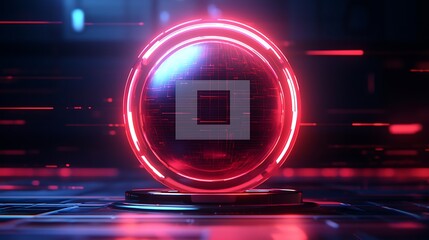 Fototapete - Dynamic Holographic Spheres Floating in a Digital Environment with Vibrant Neon Colors and Futuristic Elements for Technology Innovations
