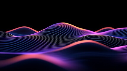 Fototapete - Dynamic Visualization of Quantum Computing Concepts with Vibrant Waves and Fluid Motion in Digital Space for Abstract Art Usage