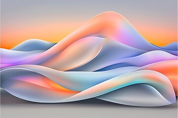 Poster - Captivating abstract background design featuring undulating iridescent waves in soft gradient colors with a mesmerizing fractal like structure creating a luminous