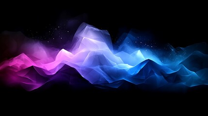 Poster - Ethereal Landscape of Flowing Neon Gradients in Vibrant Shades of Pink and Blue Creating a Dreamlike Atmosphere with Soft, Fluid Forms Against a Dark Background