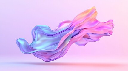 Poster - Shimmering Cosmic Swirls Vibrant Fluid Shapes in Ethereal Digital Art Landscape  Abstract wavy iridescent forms in a dynamic