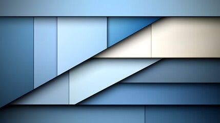 Poster - Futuristic Abstract Artwork Featuring Layered Blue and Cream Gradients with Geometric Shapes for Modern Design and Aesthetic Purposes