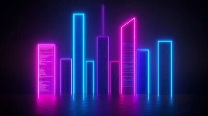 Fototapete - Futuristic Cityscape with Glowing Circuit Patterns in Neon Colors Against a Dark Background for Stunning Visual Appeal and Modern Aesthetic Design