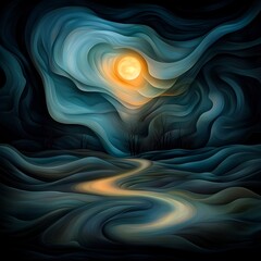 Poster - Enchanting abstract backdrop with undulating iridescent silhouettes moving in a captivating lustrous and radiant scene