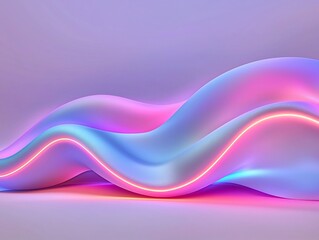 Poster - Mesmerizing abstract background design featuring a vibrant wavy iridescent shape in captivating neon shades