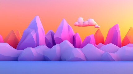 Poster - A Dreamy Imagination of Floating Geometric Shapes in an Enchanting World with Vibrant Colors and Stunning Gradient Backgrounds