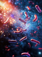 Fototapete - Antibodies target virus in a vivid representation of immune response dynamics. Generative AI