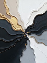 Poster - Abstract Modern Art Acrylic Painting Featuring Black, White, Gray, And Gold Created With E Techniques On A Canvas Background. 00001