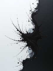 Poster - Abstract Modern Art Acrylic Canvas Painting Created Using Artificial Intelligence Technology To Generate Unique Black And White Designs. 00003