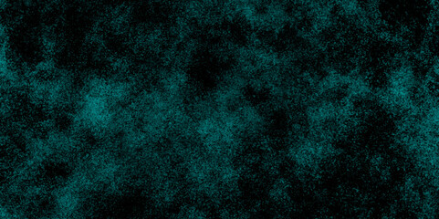 Wall Mural - Atmospheric mystic smoke background. Aquamarine smoke cloud on black background. Light texture on dark sky. Grunge Dramatic dark sky with heavy overcast stormy clouds. Vintage background with space.