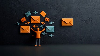 Poster - Vibrant digital showcasing global communication and social network concept featuring a free hand drawn human figure with expressive gestures