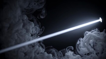 Aufkleber - Light beam cutting through dense smoke in a dark environment creates an intriguing visual effect