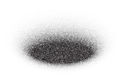 Poster - Circle shadow with grainy effect. Gradient noisy round black shade. Dotted oval shape. Textured dark element with soft stipple gradation.