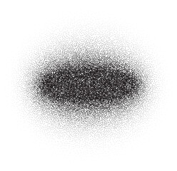 Poster - Circle shadow with grainy effect. Gradient noisy round black shade. Dotted oval shape. Textured dark element with soft stipple gradation.