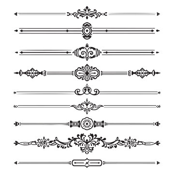 The frames of ornaments Separator components for a traditional, vintage wedding invitation