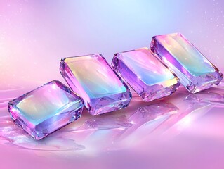 Poster - Breathtaking abstract design featuring shimmering prismatic shapes in a mesmerizing luminous display of vibrant digital art with a futuristic sci fi aesthetic and ethereal cosmic environment