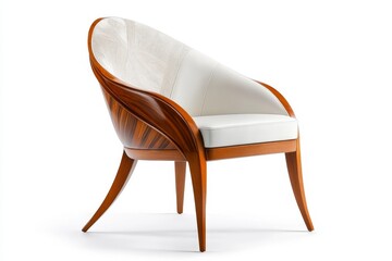 Poster - A stylized drawing of an elegant dining chair with patterned upholstery, set against a clean white backdrop