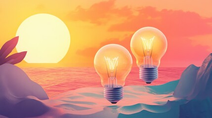 Poster - Light Bulb Illustration for Brainstorming background, Business School Competencies for Success, Empowering Change through Creative Solutions for businesses. illustration