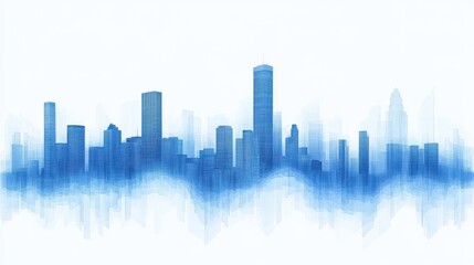 Poster - Abstract financial stock market graph with blue color and city buildings on transparent background vector illustration white background