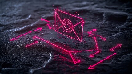 Poster - Symbolic representation of global digital connectivity featuring a freehand user icon and flowing arrow graphics on a dark minimalist surface cinematic visual art style retrofuturistic aesthetic