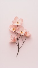 Poster - Gentle pink flowers resting on a pastel pink surface evoke feelings of spring, love, and celebration, perfect for valentine's day or women's day