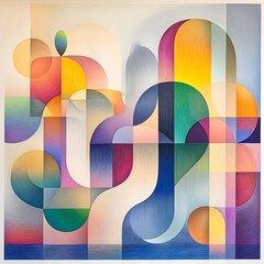 Poster - Fluid abstract composition featuring mesmerizing iridescent curves and shapes in a visually captivating vibrant kaleidoscopic layout with a rich jewel toned palette