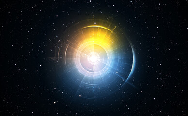 Wall Mural - time warp, traveling in space. spacetime traveling concept. physical science. 3d illustration