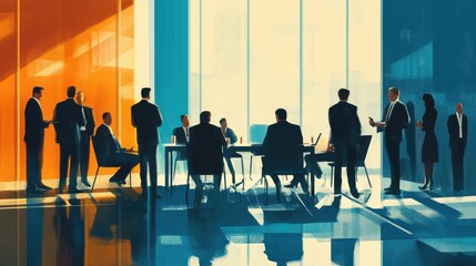 Poster - business meeting illustration illustration